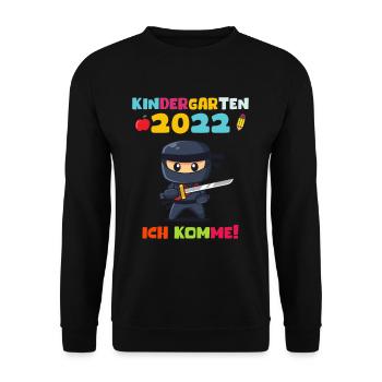 Kindergarten 2022 Ich Komme Kindergartenkind Ninja - Unisex Pullover - Schwarz - Vorne - Alina (178cm) & Michal (187cm)