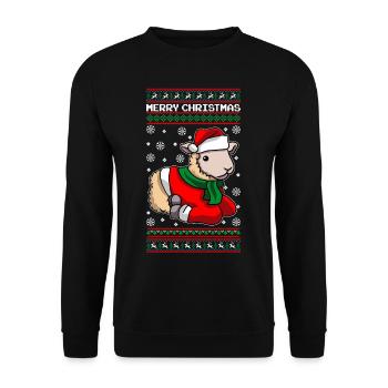 Sheep with Ugly Christmas Sweater - Unisex Sweatshirt - black - Front - Alina (178cm) & Michal (187cm)