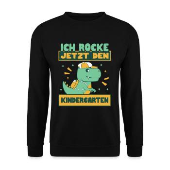 Ich Rocke Jetzt Den Kindergarten Maus - Unisex Pullover - Schwarz - Vorne - Alina (178cm) & Michal (187cm)