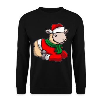 Sheep in Christmas costume - Unisex Sweatshirt - black - Front - Alina (178cm) & Michal (187cm)