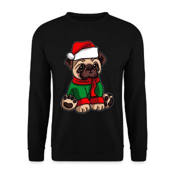 Carlin avec chapeau de Noël Costume de Noël - Sweat-shirt Unisexe - noir - Devant - Alina (178cm) & Michal (187cm)