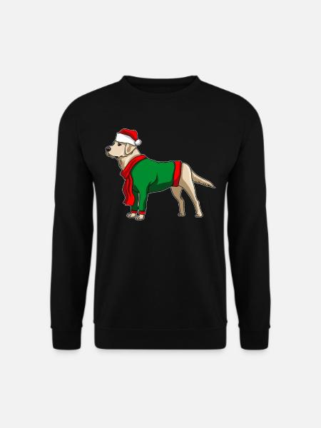 Labrador mit Weihnachtsmütze Weihnachtskostüm - Unisex Pullover - Schwarz