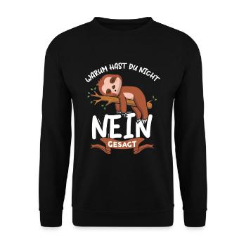 Warum Hast Du Nicht Nein Gesagt - Unisex Pullover - Schwarz - Vorne - Alina (178cm) & Michal (187cm)