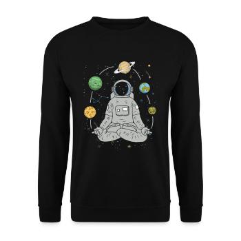 Yoga Astronaut Jongleur Planet Weltraum Namaste - Unisex Pullover - Schwarz - Vorne - Alina (178cm) & Michal (187cm)