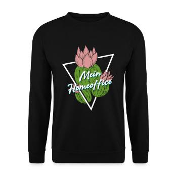 Mein Homeoffice Kaktus Büro Zimmerpflanze Pflanzen - Unisex Pullover - Schwarz - Vorne - Alina (178cm) & Michal (187cm)