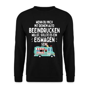 Eis Liebhaber Mich Mit Auto Beeindrucken Eiswagen - Unisex Pullover - Schwarz - Vorne - Alina (178cm) & Michal (187cm)