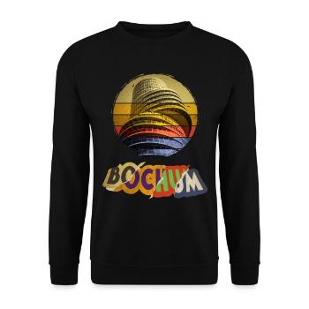 Bochum Deutschland Stadt Skyline Vintage Retro - Unisex Pullover - Schwarz - Vorne - Alina (178cm) & Michal (187cm)