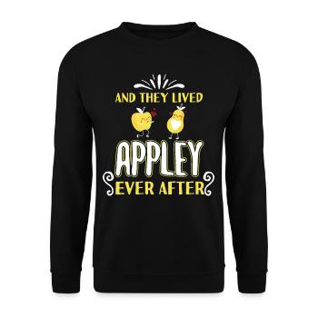 And They Lived Appley Ever After Pun - Unisex Sweatshirt - black - Front - Alina (178cm) & Michal (187cm)