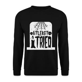 At Least I Tried Distressed - Unisex Sweatshirt - black - Front - Alina (178cm) & Michal (187cm)