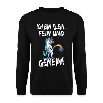 ich bin klein fein und gemein Einhorn Lustig - Unisex Pullover - Schwarz - Vorne - Alina (178cm) & Michal (187cm)