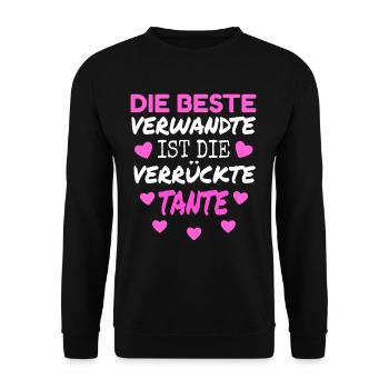 Die beste Verwandte ist verrückte Tante Geschenk - Unisex Pullover - Schwarz - Vorne - Alina (178cm) & Michal (187cm)