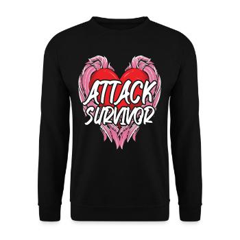 Heart Attack Survivor Heart Angel Wings - Unisex Sweatshirt - black - Front - Alina (178cm) & Michal (187cm)