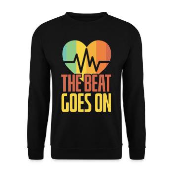 The Beat Goes On Heart Attack Survivor - Unisex Sweatshirt - black - Front - Alina (178cm) & Michal (187cm)