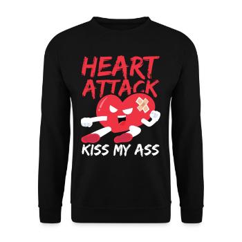 Heart Attack Survivor Kiss My Ass - Unisex Sweatshirt - black - Front - Alina (178cm) & Michal (187cm)