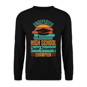 Undefeated Social Discussing Champion - Unisex Sweatshirt - black - Front - Alina (178cm) & Michal (187cm)