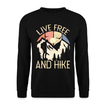 Live Free And Hike Vintage Distressed - Unisex Sweatshirt - black - Front - Alina (178cm) & Michal (187cm)