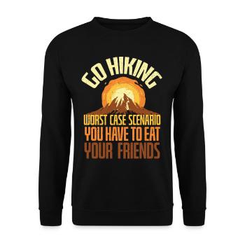 Go Hiking Eat Your Friends Joke - Unisex Sweatshirt - black - Front - Alina (178cm) & Michal (187cm)