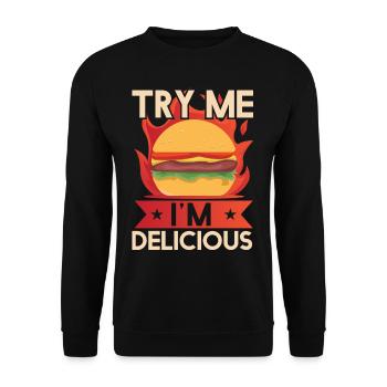 Try Me Im Delicious - Unisex Sweatshirt - black - Front - Alina (178cm) & Michal (187cm)