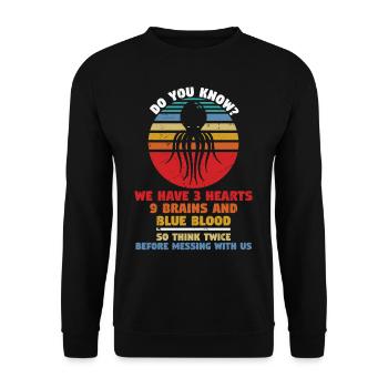 We Have Hearts Brains Blue Blood Think Twice - Unisex Sweatshirt - black - Front - Alina (178cm) & Michal (187cm)