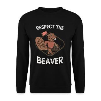 Holzfäller Lustiges Respektiere Den Biber - Unisex Pullover - Schwarz - Vorne - Alina (178cm) & Michal (187cm)