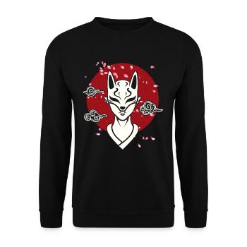 Japanese Woman With Oni Mask Japan Manga Anime - Unisex Sweatshirt - black - Front - Alina (178cm) & Michal (187cm)
