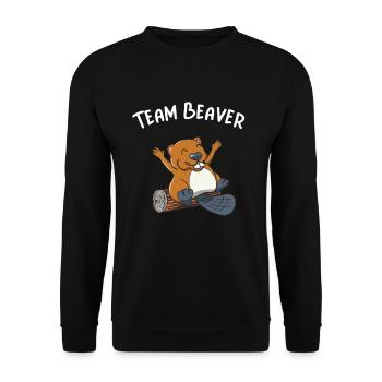Team Biber Nagetier Lustiges Beaver - Unisex Pullover - Schwarz - Vorne - Alina (178cm) & Michal (187cm)