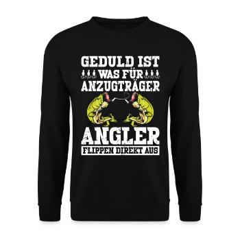 GEDULD IST WAS FUR ANZUGTRÄGER - Unisex Pullover - Schwarz - Vorne - Alina (178cm) & Michal (187cm)