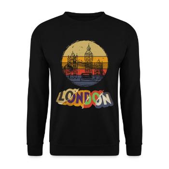 Londres Angleterre Royaume-Uni City Vintage Retro Skyline - Sweat-shirt Unisexe - noir - Devant - Alina (178cm) & Michal (187cm)