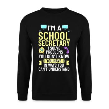 Secrétaire d’école Secrétariat de l’école Bureau du personnel - Sweat-shirt Unisexe - noir - Devant - Alina (178cm) & Michal (187cm)