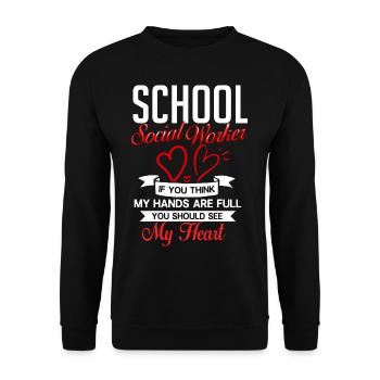 Milieu scolaire Travail social École Bureau du travail social Social - Sweat-shirt Unisexe - noir - Devant - Alina (178cm) & Michal (187cm)