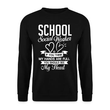 Milieu scolaire Travail social École Bureau du travail social Social - Sweat-shirt Unisexe - noir - Devant - Alina (178cm) & Michal (187cm)
