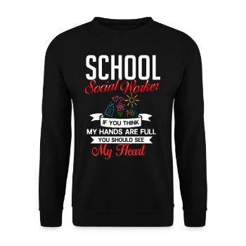 Milieu scolaire Travail social École Bureau du travail social Social - Sweat-shirt Unisexe - noir - Devant - Alina (178cm) & Michal (187cm)