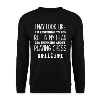Joueur d’échecs Drôle de fan d’échecs - Sweat-shirt Unisexe - noir - Devant - Alina (178cm) & Michal (187cm)