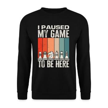 Échecs J’ai mis mon jeu en pause - Sweat-shirt Unisexe - noir - Devant - Alina (178cm) & Michal (187cm)