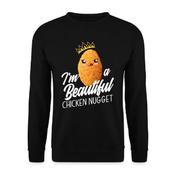 Chicken Nuggets Essen Geschenk Kinder Mädchen - Unisex Pullover - Schwarz - Vorne - Alina (178cm) & Michal (187cm)