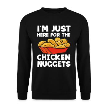 Fast Food Spruch Chicken Nuggets - Unisex Pullover - Schwarz - Vorne - Alina (178cm) & Michal (187cm)