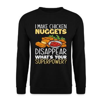 Chicken Nugget Essen Lebensmittel Geschenkidee - Unisex Pullover - Schwarz - Vorne - Alina (178cm) & Michal (187cm)
