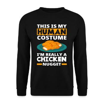 Chicken Nuggets Kostüm Lustiges Chicken Nugget - Unisex Pullover - Schwarz - Vorne - Alina (178cm) & Michal (187cm)