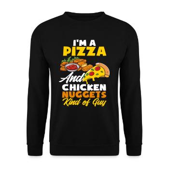 Chicken Nuggets Pizza - Unisex Pullover - Schwarz - Vorne - Alina (178cm) & Michal (187cm)