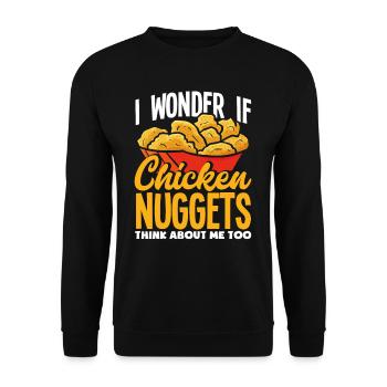 Chicken Nuggets Spruch Lustiges Chicken Nugget - Unisex Pullover - Schwarz - Vorne - Alina (178cm) & Michal (187cm)