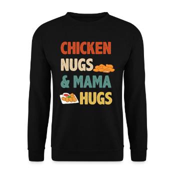 Chicken Nuggets Mama Spruch Mutter - Unisex Pullover - Schwarz - Vorne - Alina (178cm) & Michal (187cm)