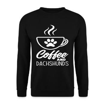 Dackel Kaffee - Unisex Pullover - Schwarz - Vorne - Alina (178cm) & Michal (187cm)