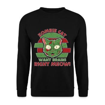 Zombie Cat Want Brains Right Meow - Unisex Sweatshirt - black - Front - Alina (178cm) & Michal (187cm)