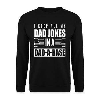 Papa Witze Datenbank Wortspiel Vatertag - Unisex Pullover - Schwarz - Vorne - Alina (178cm) & Michal (187cm)