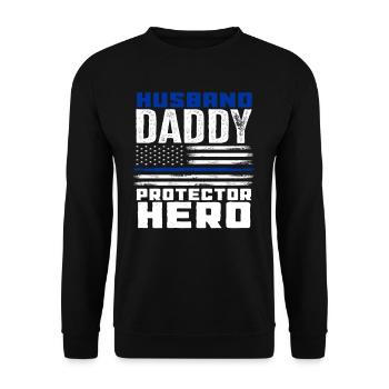 Papa Vater Polizei USA Vatertag - Unisex Pullover - Schwarz - Vorne - Alina (178cm) & Michal (187cm)