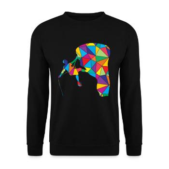 Low Poly Climber Polygon Mountain Climbing - Sweat-shirt Unisexe - noir - Devant - Alina (178cm) & Michal (187cm)