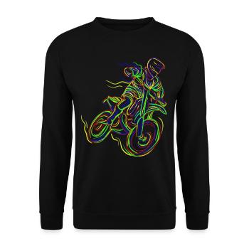 Motocross Line Art Dessin au trait à main levée - Sweat-shirt Unisexe - noir - Devant - Alina (178cm) & Michal (187cm)