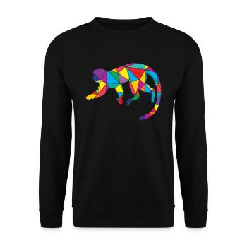 Affe Polygon Low Poly Wild Animal - Unisex Pullover - Schwarz - Vorne - Alina (178cm) & Michal (187cm)