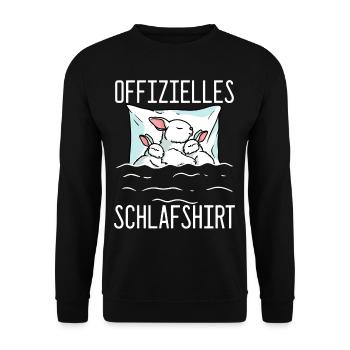Offizielles Schlafshirt Hase Schlafanzug Hase - Unisex Pullover - Schwarz - Vorne - Alina (178cm) & Michal (187cm)