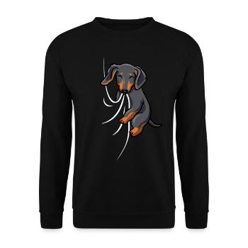 Mignon teckel tissu mordant sucer teckel - Sweat-shirt Unisexe - noir - Devant - Alina (178cm) & Michal (187cm)